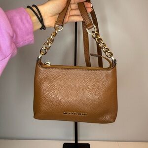 Michael Kors Tan Leather Crossbody Bag with Gold Accents